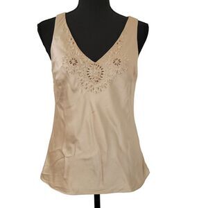 Ann Taylor Cream Camisole with Embroidered Detail